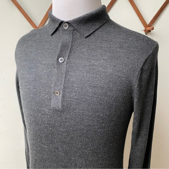 Bonobos Merino Wool Silk Grey Collared Pullover Slim Fit Sweater men’s Medium - Picture 2 of 14
